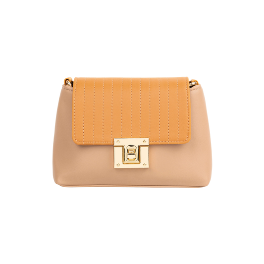 Classic Beige Two-Tone Clutch